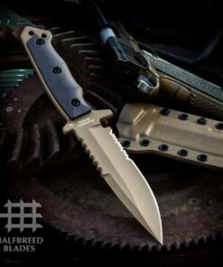 Best deal 🎁 Halfbreed Blades Halfbreed Medium Infantry Knife - Black G-10 (5.31" D2 Dark Earth) MIK-03 DE 😀