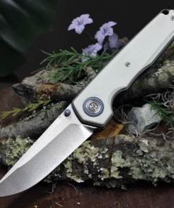 Cheapest ✨ Maxace Knives Samurai MSM02, 3.74" K110 Satin Drop Point Plain Blade, White G-10 Handle 🎁