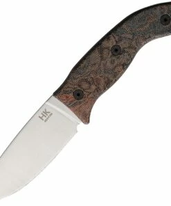 Deals ❤️ Ontario Knife Co. Hiking Knife 8187, 3.4" 420HC Satin Plain Blade, Brown & Black Micarta Handle, Brown Leather Sheath ⭐