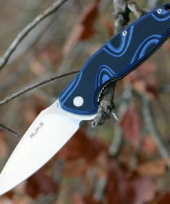 Best Sale 🛒 Ruike Fang P105Q, 3.6" 14C28N Plain Blade, Black/Blue G-10 Handle ❤️