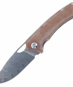 Cheapest 😍 PMP Knives PMP Spartan Front Flipper - Brown Micarta (3.25" Damascus) SPBRMDM 😀