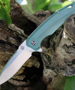 Best Pirce 🎉 QSP Knife Woodpecker QS116-B II, 3.75" Bohler M390 Two-Tone Satin Drop Point Blade, Green Titanium Handle 🤩