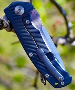 Hot Sale 🌟 Reate Knives 04 Mini Horizon Framelock Blue Grooved Titanium, 3.5 in M390 Plain Blade 🤩 -Automatic Knives shop rea04.3 78818.1566585989