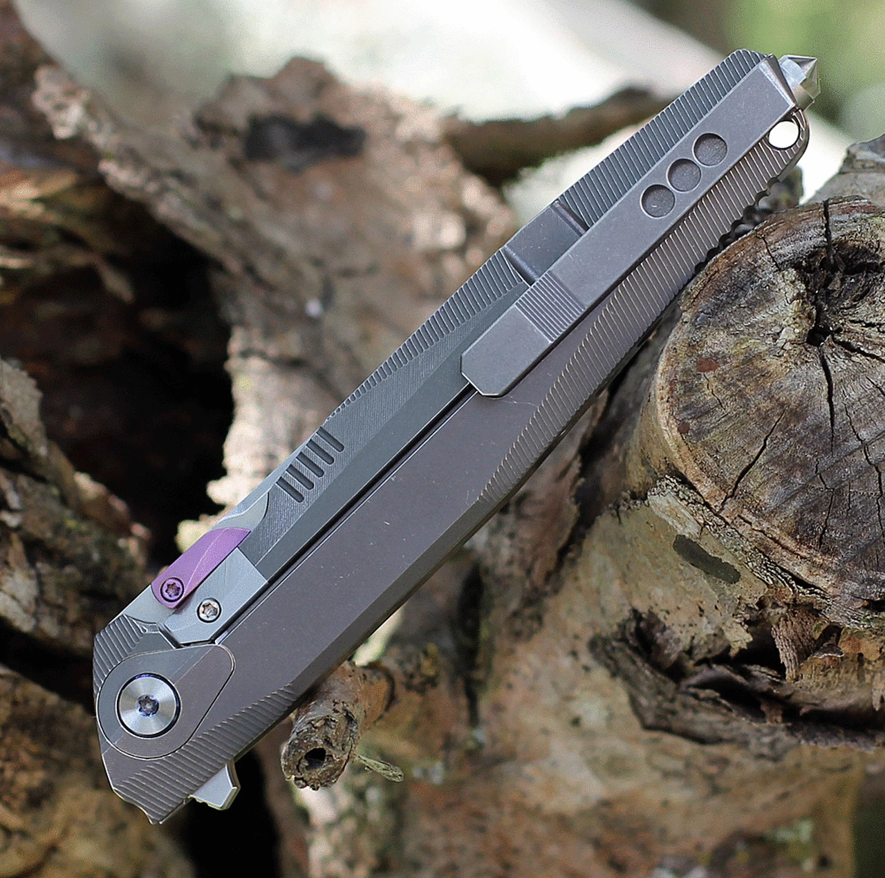 Budget 🔥 Rike Knife 1707S Framelock, 3.75" M390 Plain Blade, Gray Titanium Handle ⭐ 4 Budget 🔥 Rike Knife 1707S Framelock, 3.75" M390 Plain Blade, Gray Titanium Handle ⭐ - Image 4