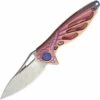 Best Pirce 🔥 Rike Knife MINI Hummingbird Framelock, 1.57" Damascus Plain Blade, Pink Titanium Handle ✨