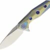 Best Sale 👍 Rike Knife Thor4 Framelock, 2.36" M390 Plain Blade, Gold/Blue Titanium Handle 🔥
