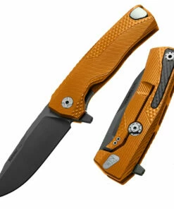 Deals 👏 LionSteel ROK Aluminum-Orange ROKAOB, 3.27" M390 Black Blade, Aluminum Handle 🌟