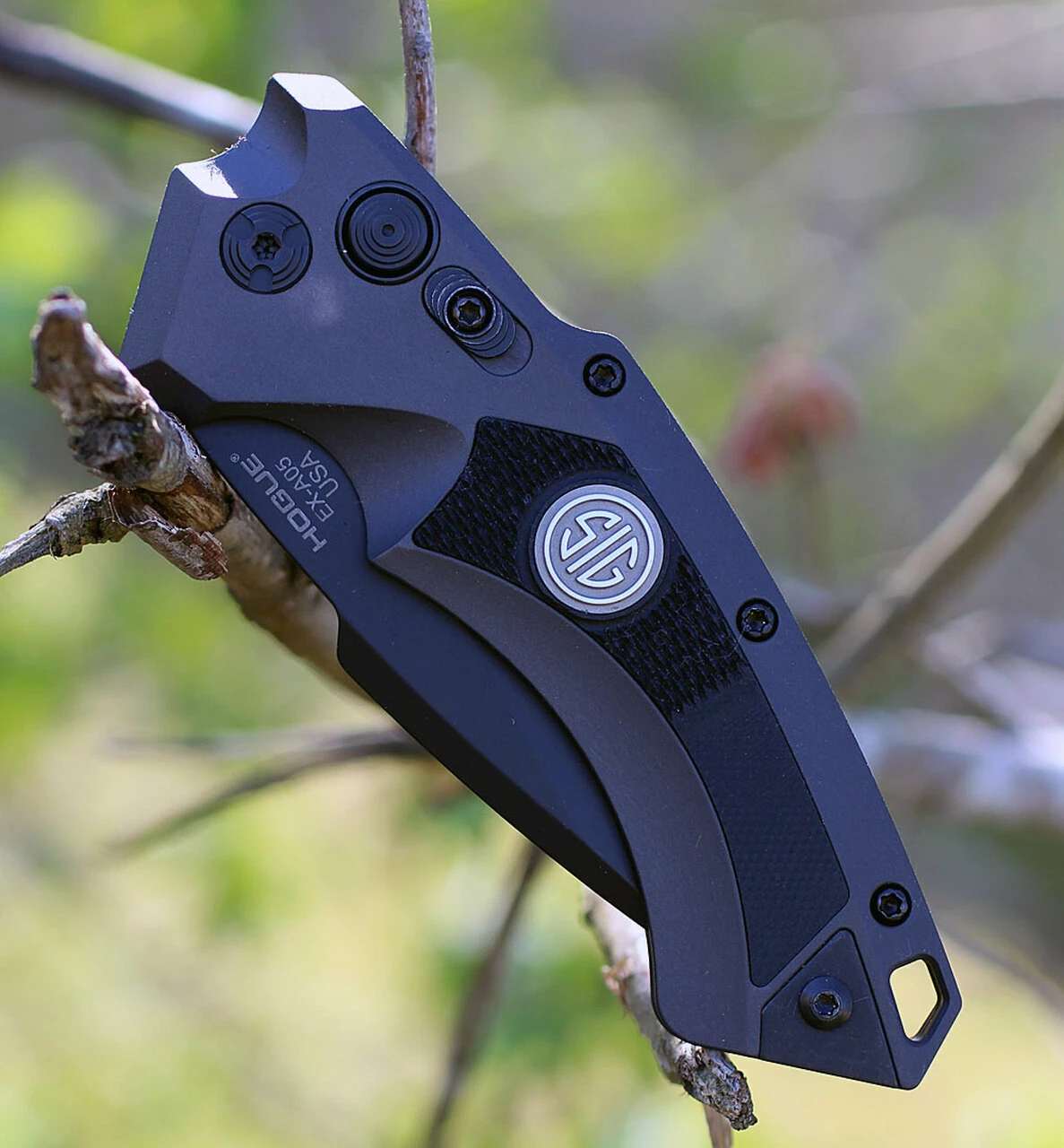 Best Sale 😍 Hogue SIG 36532 EX-A05 Tactical Folder, 3.5" Black Cerakote Spear Point Blade, Grey Aluminum Frame & Solid Black G-10 Inserts 🎁 3 Best Sale 😍 Hogue SIG 36532 EX-A05 Tactical Folder, 3.5" Black Cerakote Spear Point Blade, Grey Aluminum Frame & Solid Black G-10 Inserts 🎁 - Image 3