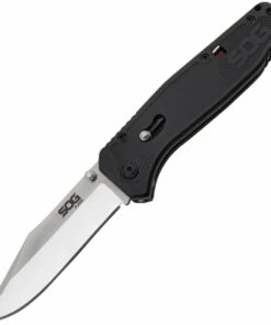 Best deal 🌟 SOG FLA1001CP Flare, 3.5" 8Cr13MoV Satin Polished Clip Point Plain Blade, Black GRN Handle 🔥
