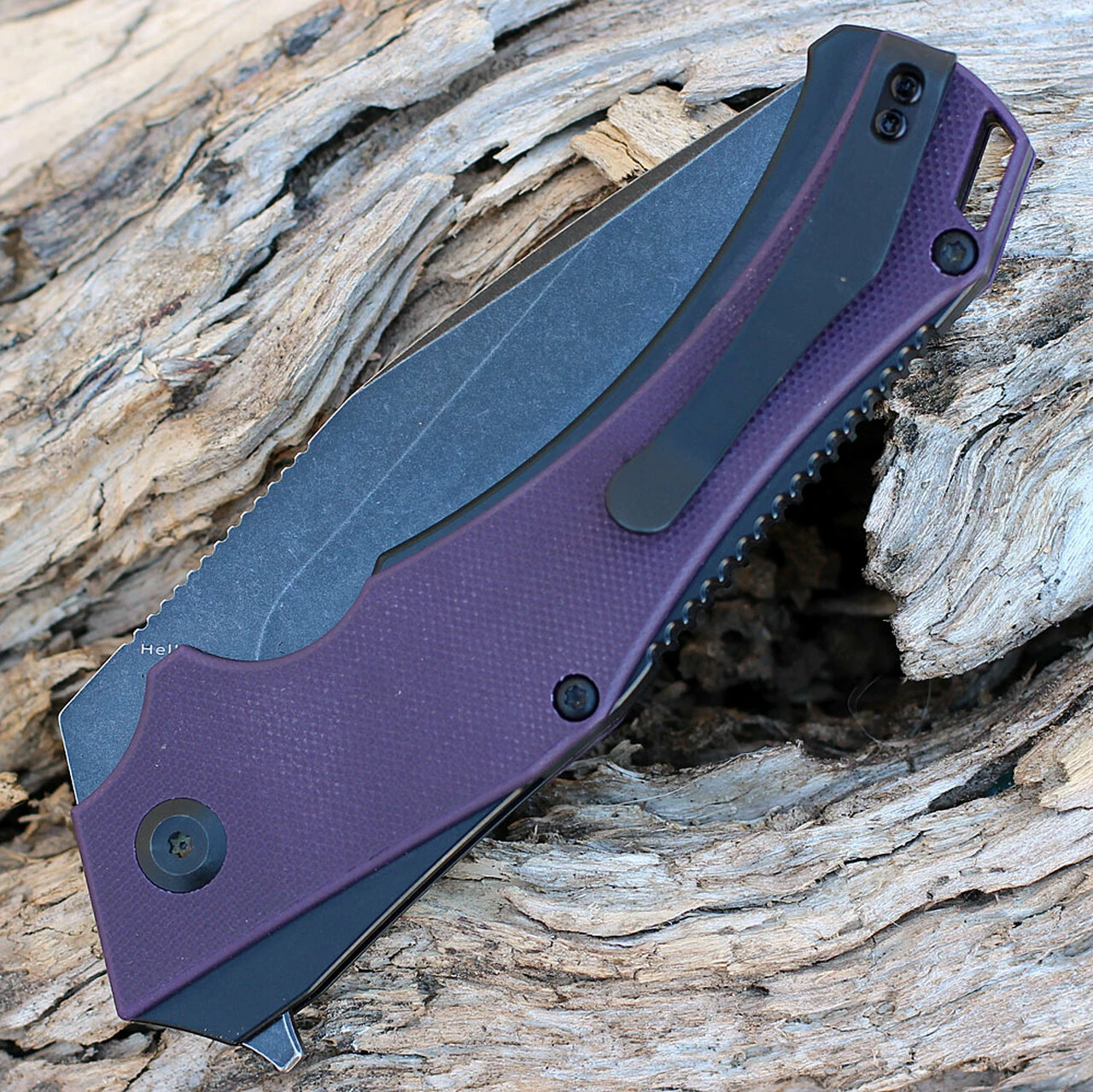 Outlet ✔️ Kansept Knives Kansept Hellx - Purple G10 / Blk Stainless (3.6" D2 Black SW) T1008A6 🎉 4 Outlet ✔️ Kansept Knives Kansept Hellx - Purple G10 / Blk Stainless (3.6" D2 Black SW) T1008A6 🎉 - Image 4