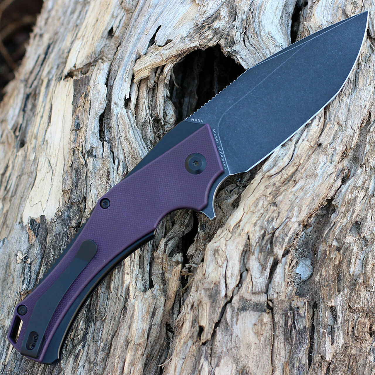 Outlet ✔️ Kansept Knives Kansept Hellx - Purple G10 / Blk Stainless (3.6" D2 Black SW) T1008A6 🎉 2 Outlet ✔️ Kansept Knives Kansept Hellx - Purple G10 / Blk Stainless (3.6" D2 Black SW) T1008A6 🎉 - Image 2
