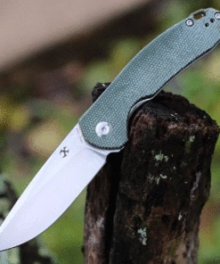 Brand new ⭐ Kansept Knives Kansept Mini Accipiter Front Flipper - Green Micarta (3" 154CM SW) T2007A2 👍
