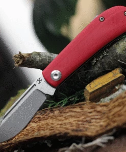 Cheap 🔥 Kansept Knives KT2026S2 Swan Bevy Slip Joint, 2.45" 154CM Satin Plain Blade, Red G-10 Handle 😍
