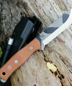 Best Sale 😀 TOPS BROS-01C B.O.B. Fieldcraft CAMO, 4.75" 1095 Camo Plain Blade, Tan Micarta Handle-Kydex Sheath ⭐ -Automatic Knives shop tpbros01c.2 95279.1566586283