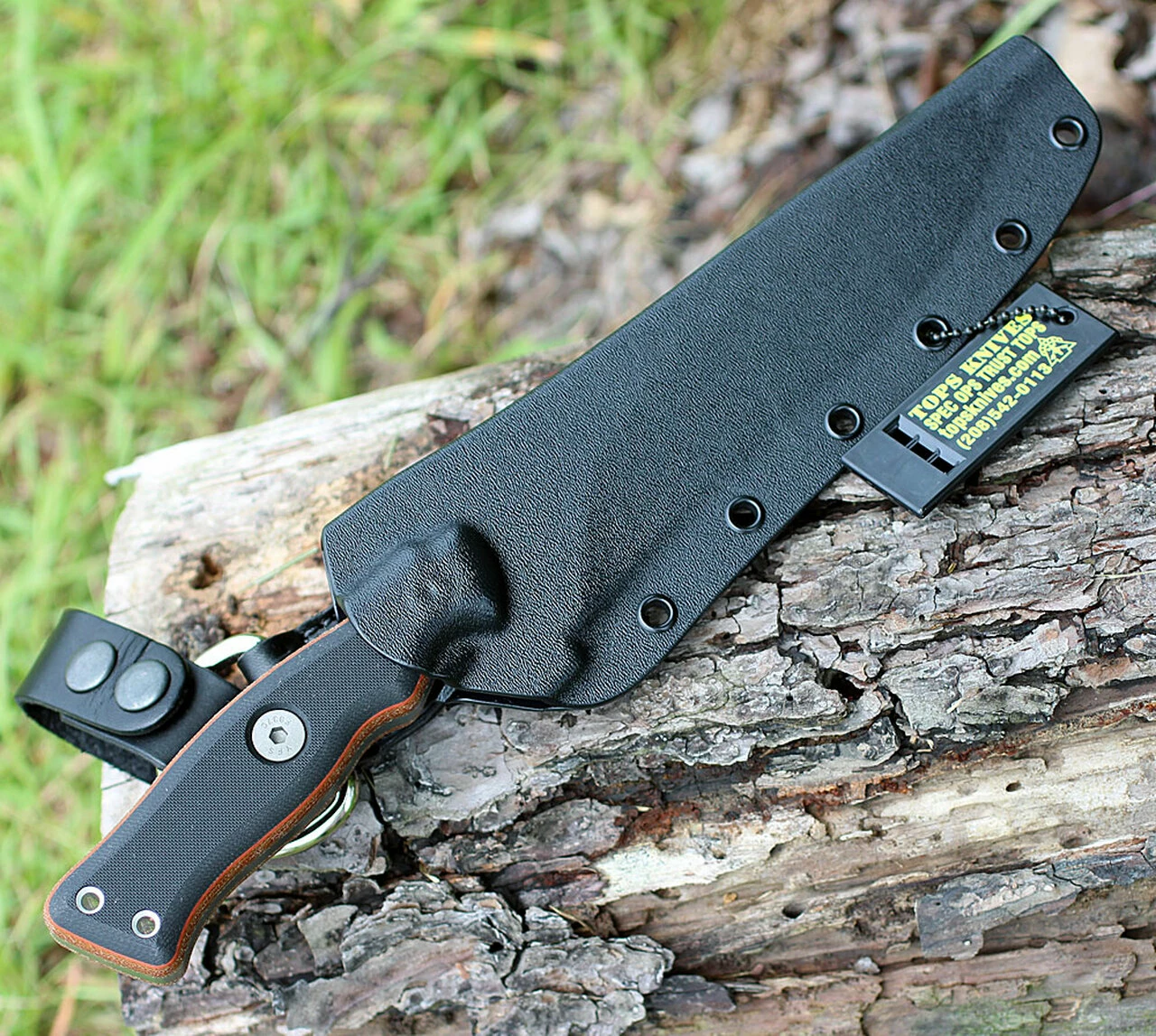 Cheap 👏 TOPS OP7-01 Operator 7, 7.25" 1075 Carbon Steel Acid Rain Blade, Micarta/Black G10 Handle 👏 2 Cheap 👏 TOPS OP7-01 Operator 7, 7.25" 1075 Carbon Steel Acid Rain Blade, Micarta/Black G10 Handle 👏 - Image 2