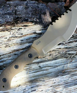 Outlet ✔️ Tops Tom Brown Tracker #2 TBT02-TAN, Green Canvas Micarta, Coyote Tan Coating Blade, Kydex Sheath 🛒 -Automatic Knives shop tracker 2ct.3 41535.1566585887