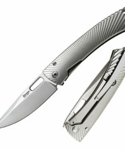 New ✨ LionSteel TS-1 TiSpine Shiny Gray TS1GS, 3.35" M390 Satin Plain Blade, Titanium Handle 👍