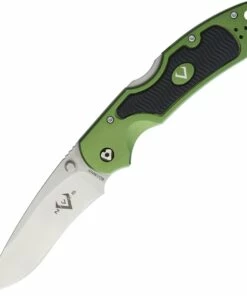 Deals 🛒 V Nives 30138 Griptide, 3.25" 8Cr14MoV Plain Blade, Green Aluminum, Black Rubber Inlay Handle 👏