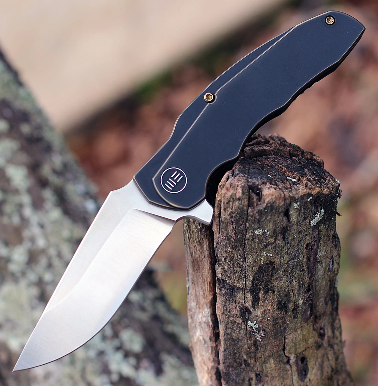 Outlet ๐งจ WE Knife Co. Skreech, 2014A, 3.3" Satin Drop Point Blade, Antique Bronze Ti Handle ๐ 1 Outlet ๐งจ WE Knife Co. Skreech, 2014A, 3.3" Satin Drop Point Blade, Antique Bronze Ti Handle ๐