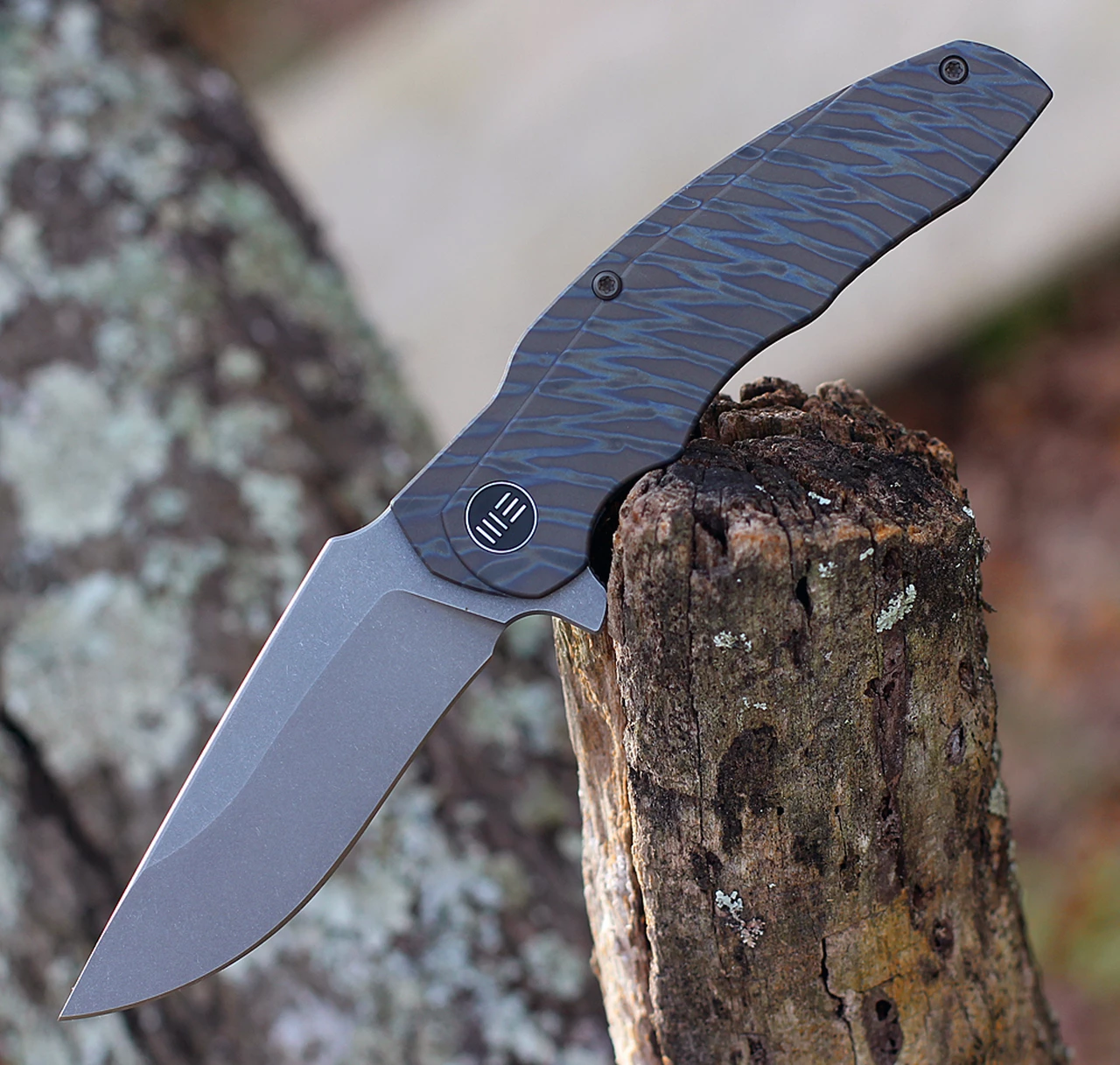 Best Sale 🌟 WE Knife Co. Skreech, 2014C, 3.3" Stonewash Drop Point Blade, Flamed Tiger Stripe Ti Handle 😀 1 Best Sale 🌟 WE Knife Co. Skreech, 2014C, 3.3" Stonewash Drop Point Blade, Flamed Tiger Stripe Ti Handle 😀