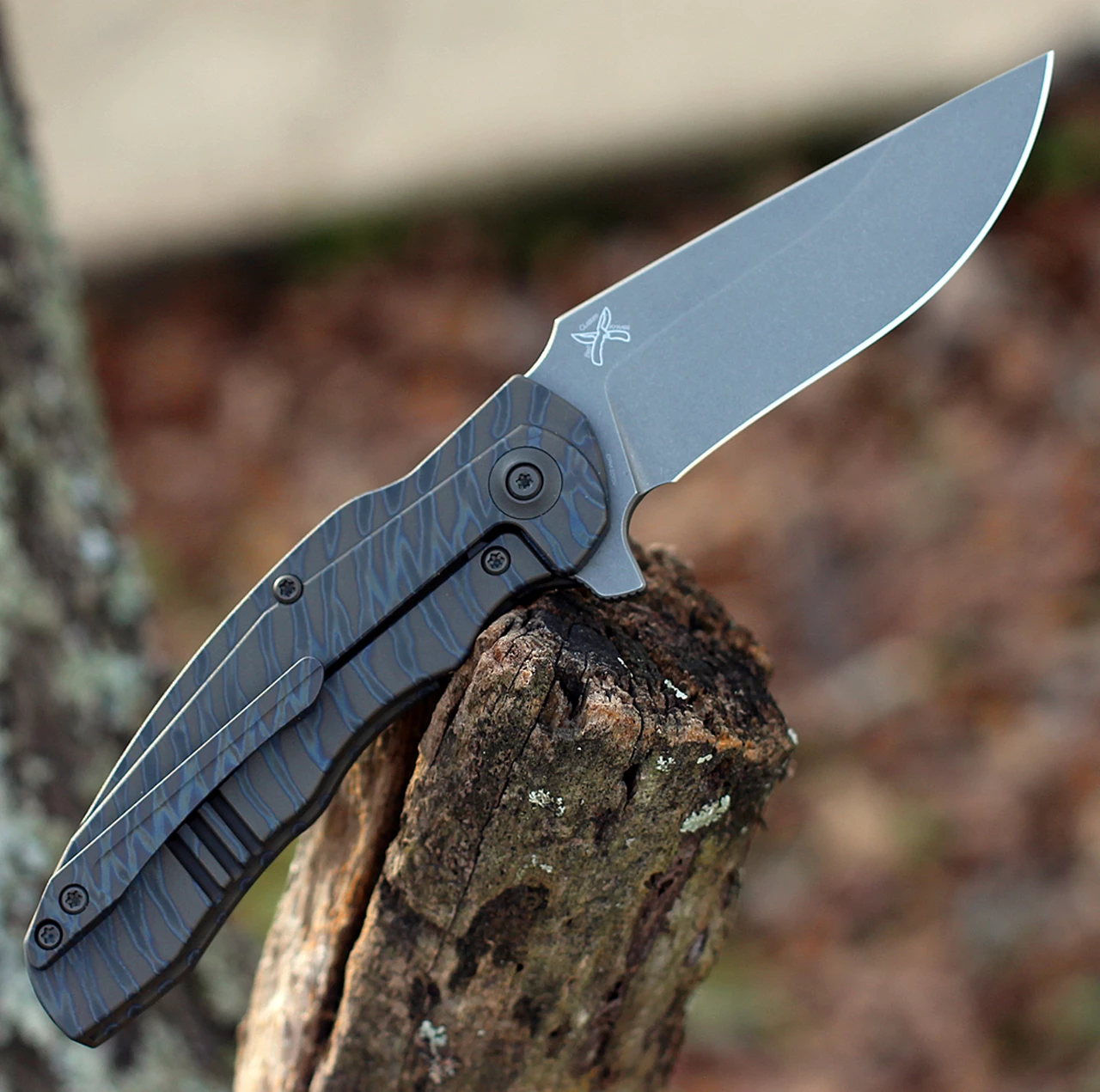 Best Sale 🌟 WE Knife Co. Skreech, 2014C, 3.3" Stonewash Drop Point Blade, Flamed Tiger Stripe Ti Handle 😀 2 Best Sale 🌟 WE Knife Co. Skreech, 2014C, 3.3" Stonewash Drop Point Blade, Flamed Tiger Stripe Ti Handle 😀 - Image 2