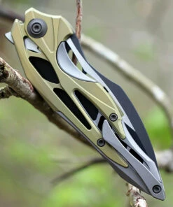 Brand new 😍 We Knife Co. WE Knife 906A Arrakis, 3.45" M390 Black/Satin Plain Wharncliffe Blade, Gold/Grey Titanium Handle 😍 -Automatic Knives shop we906a.1 40205.1566586267